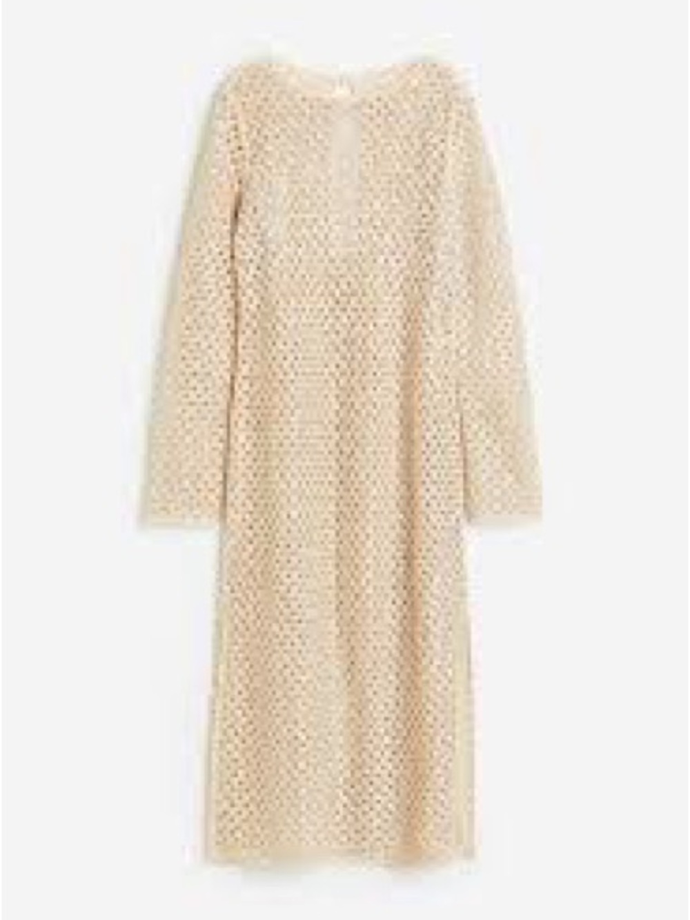 H&M Sequined Hole-Knit Dress in Light Beige